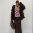 maglia con righe a contrasto oversize mocha